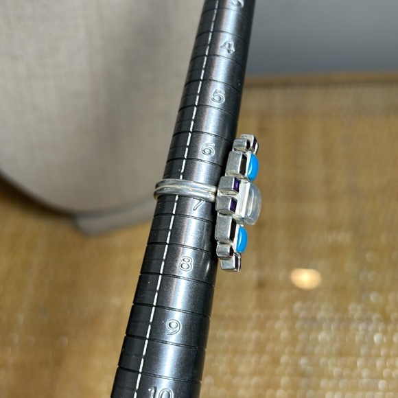 Nicky Butler Raj Rajaglow Blue Turquoise & Multi Gemstone -Sterling Silver ring - Picture 8 of 9